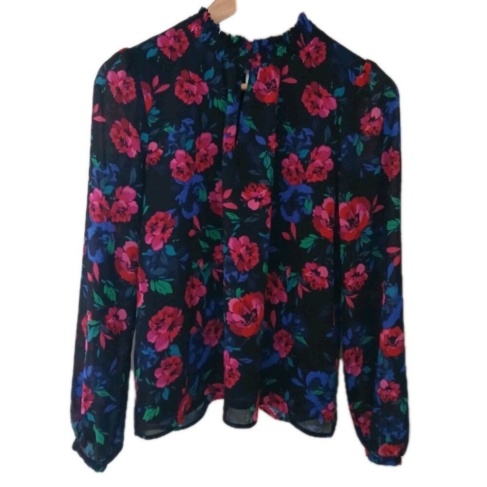 J. Crew Smocked Keyhole Blouse